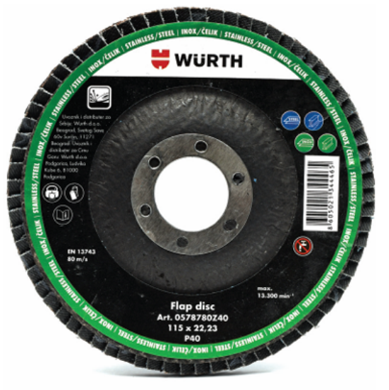 Fotografia e Lamel. burr. disk, Zn, Wurth, 115x22, G120.